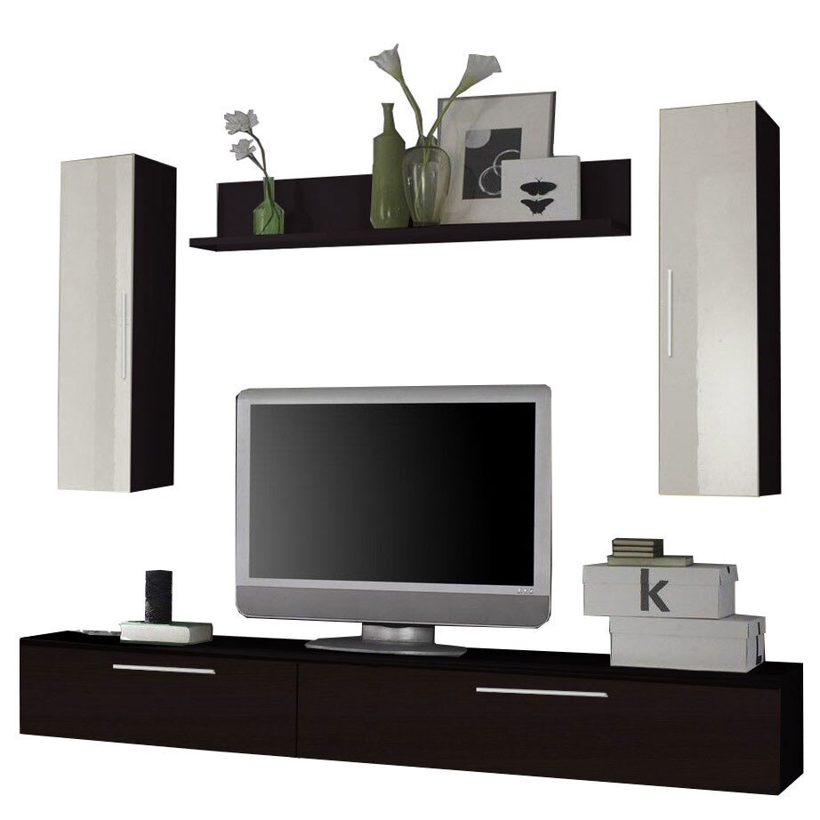Living Elton 2M, Wenge/Alb MDF lucios