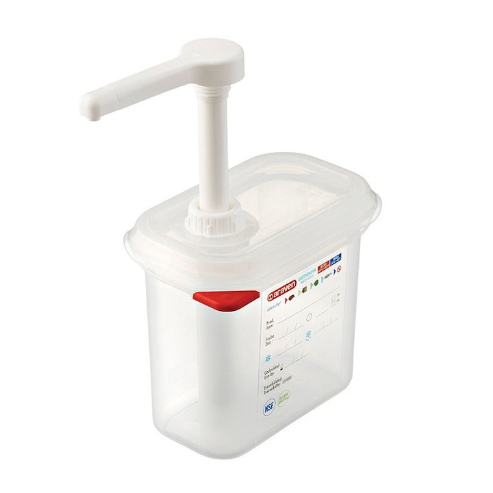 Dispenser din polipropilena cu pompa pentru sos, GN 1/9, capacitate 1.5 lt