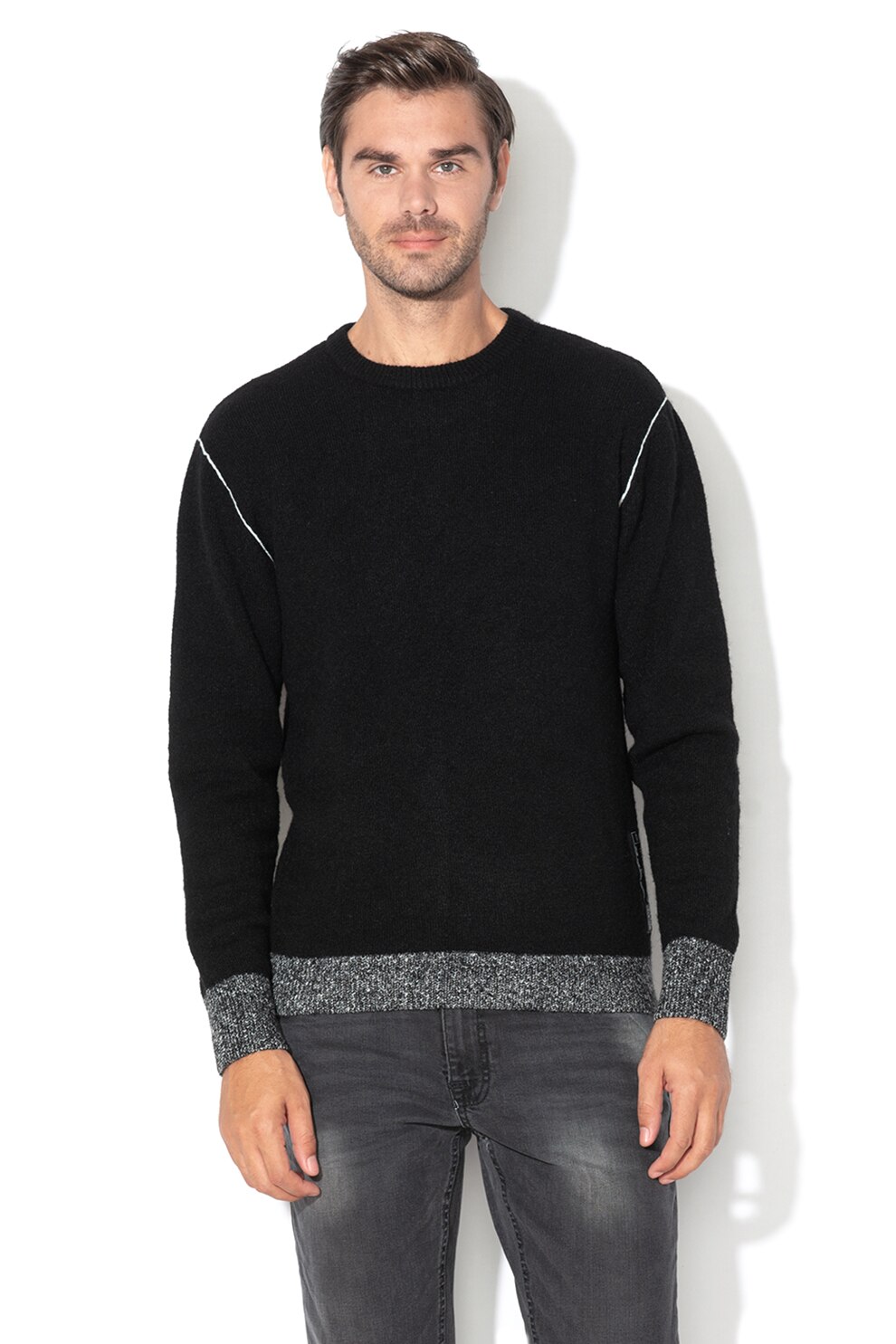 Cheap Monday, Pulover cu decolteu la baza gatului, Negru, S