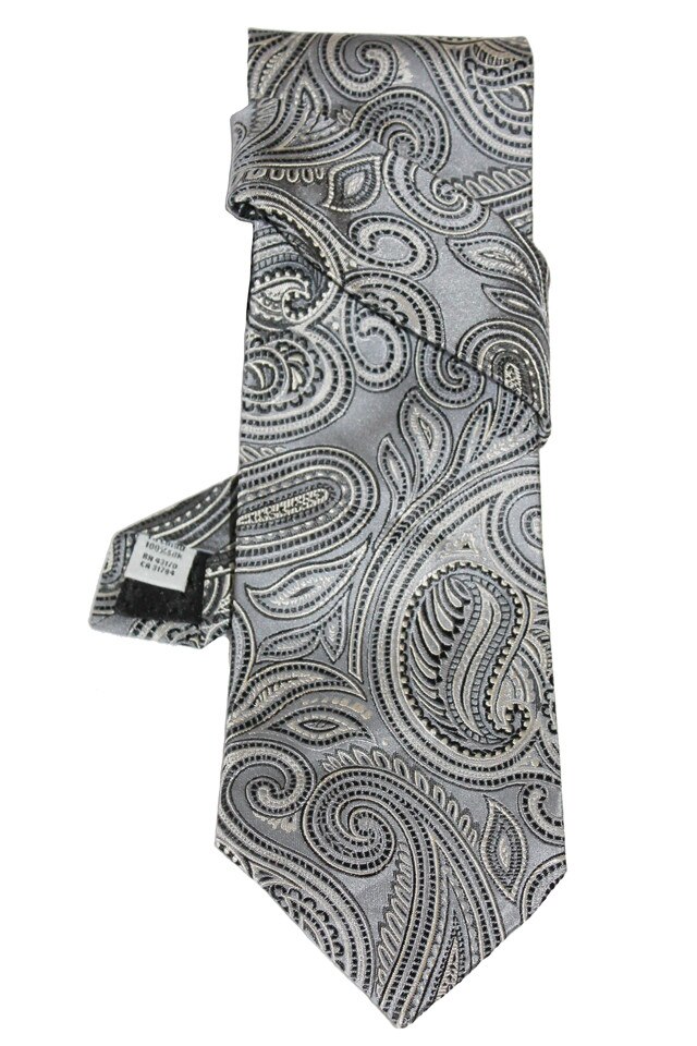 Cravata matase Geoffrey Beene, gri, 150 cm lungime