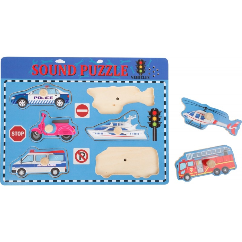 Puzzle din lemn cu sunete Mijloace De Transport