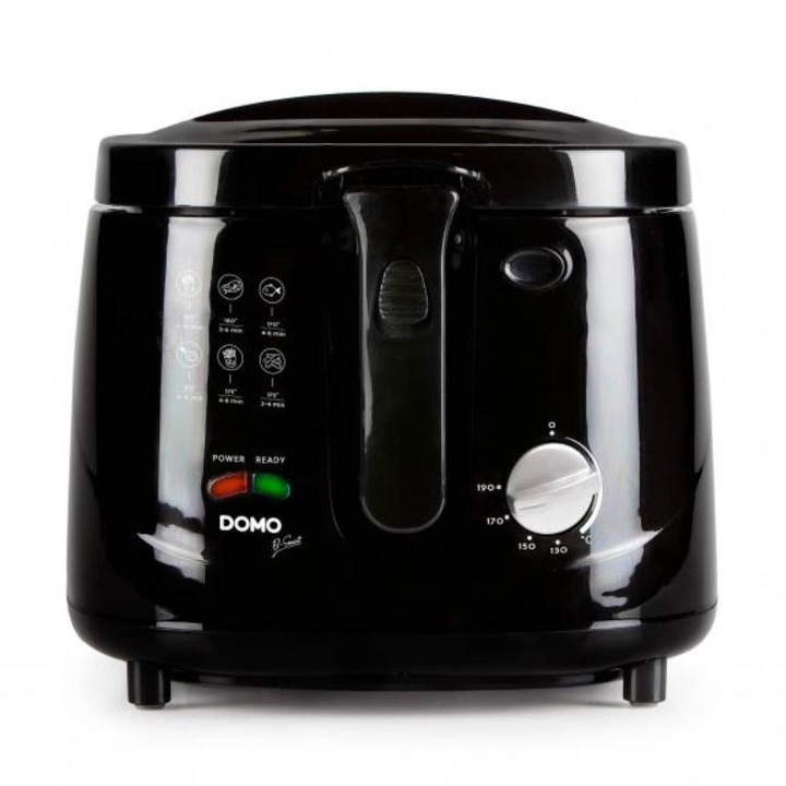 Фритюрник DOMO DO461FR, 1800W, 2.5L, Регулируем термостат, Черен