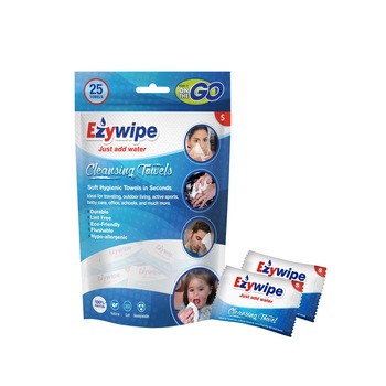 Servetele umede comprimate, fara chimicale pentru bebelusi si copii, EzyWipe, 25buc, ambalate individual Servetele umede comprimate, fara chimicale pentru bebelusi si copii, EzyWipe, 25buc, ambalate individual