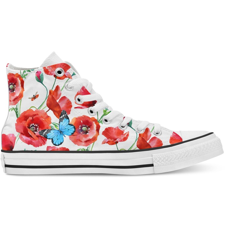 Tenisi inalti print digital, Lulush, Model Poezie cu maci, 36 EU