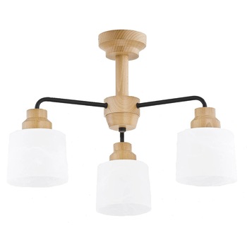 Lustra AF Woody din lemn si abajur din sticla cu 3 becuri E27 x max 60W Lustra AF Woody din lemn si abajur din sticla cu 3 becuri E27 x max 60W