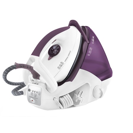Statie de calcat Tefal Express Compact GV7093, Talpa Ultragliss Diffusion, 2200 W, 1.6 l, 6.5 bar, 100g/min,1,8m, Alb/Violet
