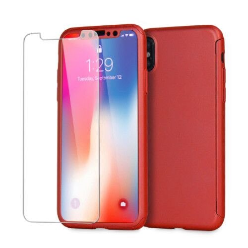 Husa Apple iPhone X Flippy Deluxe Full Cover 360 Rosu + Folie de protectie