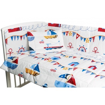 Lenjerie patut cu 5 piese Micul Marinar Lenjerie patut cu 5 piese Micul Marinar
