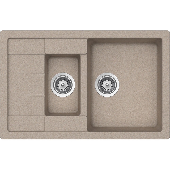 Chiuveta granit Schock Manhattan D-150S Sabbia, 780 x 500 mm, adancime cuva 200 mm, reversibila, montare pe blat