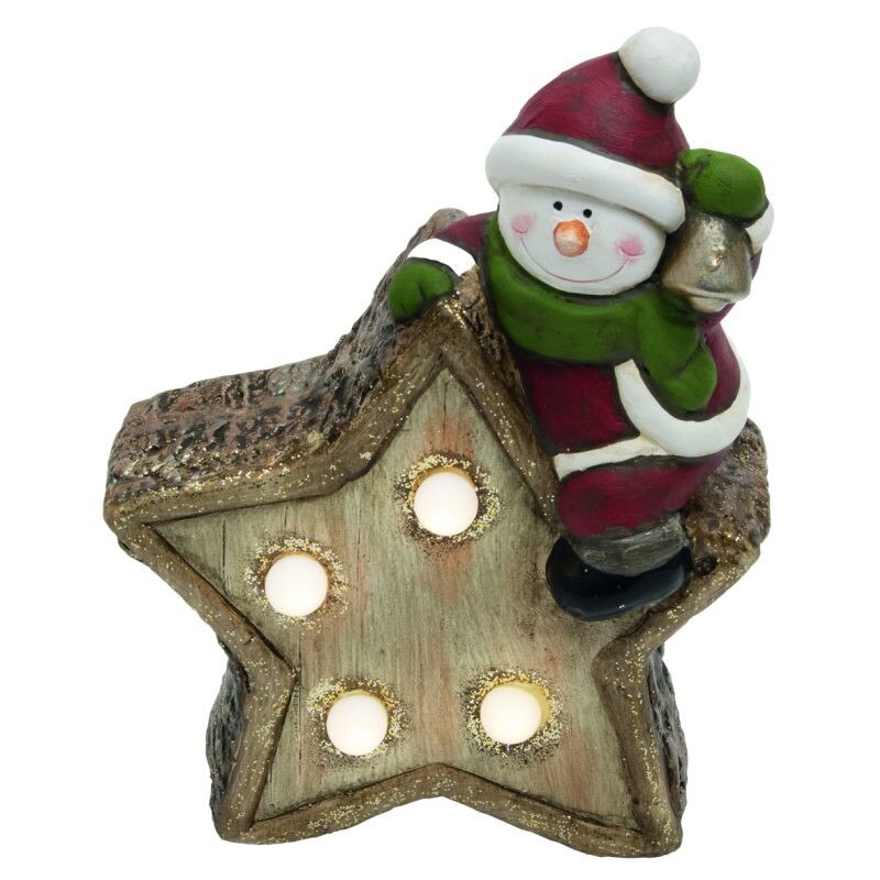 Figurina luminoasa Stea, LED alb cald, 19 cm, alimentare baterii, ceramica