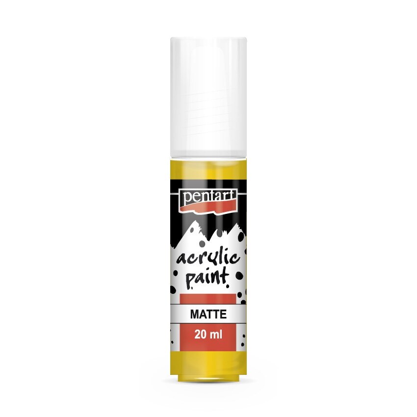 Vopsea acrilica mata pe baza de apa Pentart - galben, 20 ml