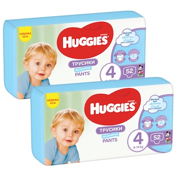 Pachet 2 x Scutece chilotel Huggies Pants Mega Pack 4, 2x52 buc, Boy, 9-14 kg, 104 buc