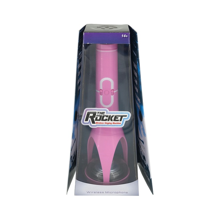 Microfon de jucarie WiFi The Rocket roz cu amplificator si boxa