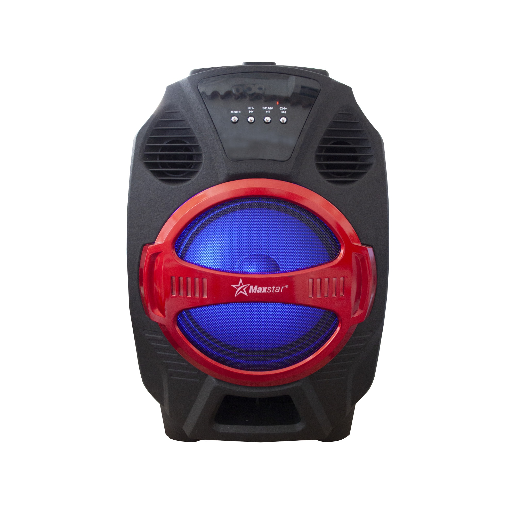 Boxa profesionala Maxstar , 1800W PMPO, Microfon si Telecomanda, Led pe woofer , Port USB , Radio FM , Negru