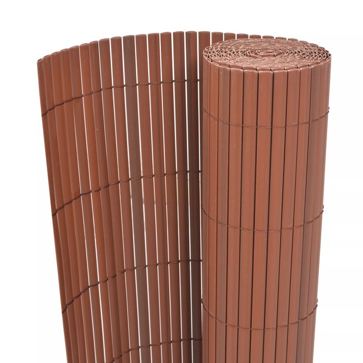 Двустранна градинска ограда vidaXL, PVC, 90х500 см, кафява
