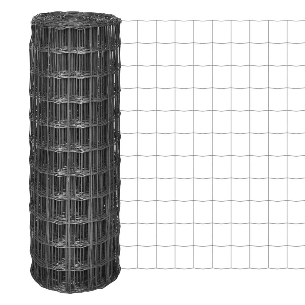 Panou de gard din otel, vidaXL, Gri, 77 x 64 mm, 25 x 1 m