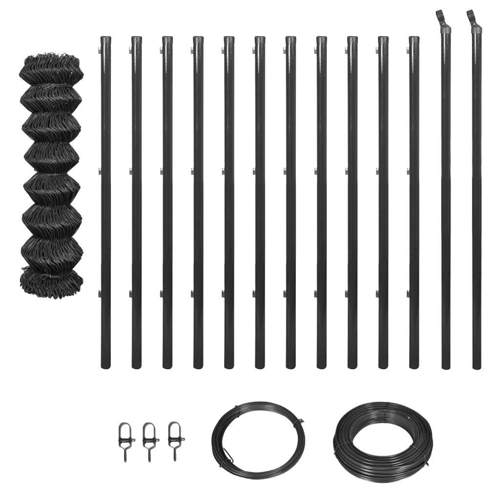 Gard plasa de sarma cu stalpi si accesorii, vidaXL, Gri, 1 x 25 m