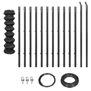 Gard plasa de sarma cu stalpi si accesorii, vidaXL, Gri, 1 x 25 m Gard plasa de sarma cu stalpi si accesorii, vidaXL, Gri, 1 x 25 m