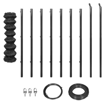 Set gard de sarma din otel cu stalpi si cabluri, vidaXL, Gri, 1 x 15 m Set gard de sarma din otel cu stalpi si cabluri, vidaXL, Gri, 1 x 15 m