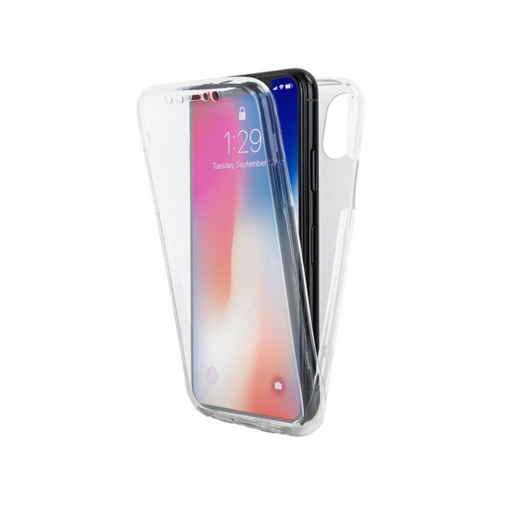 Husa 360 Grade Full Cover Silicon Compatibila Cu iPhone Xs Max Transparenta