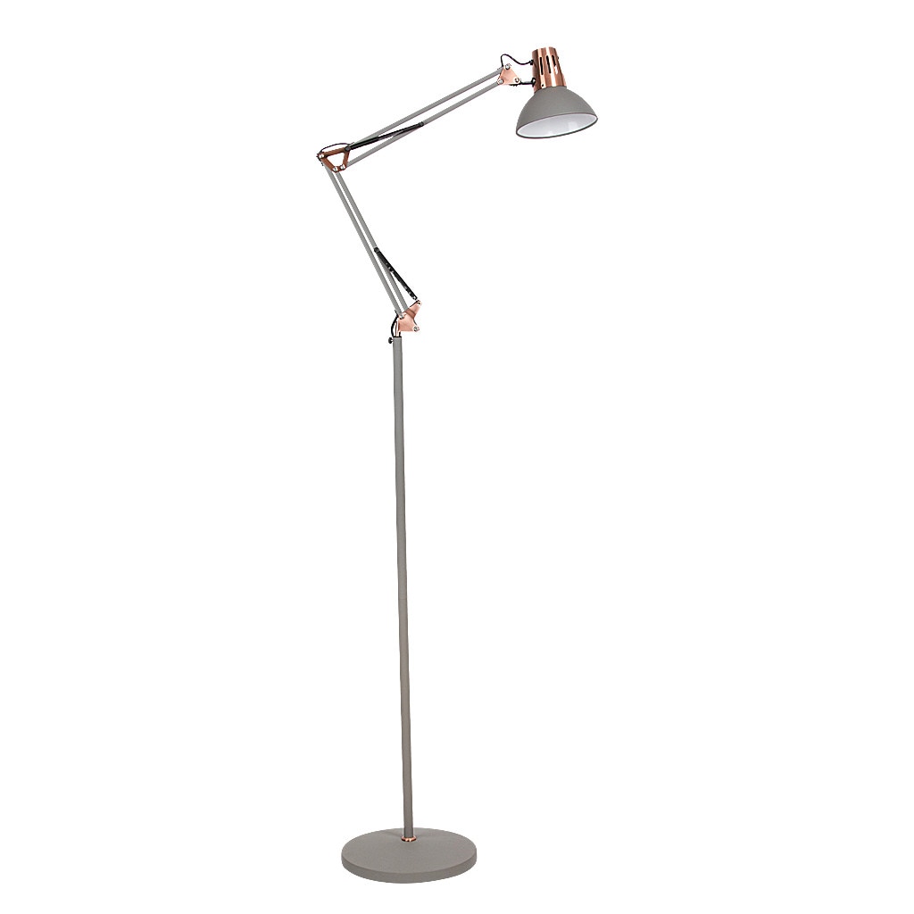 Lampadar modern Gareth, gri-cupru, E27, 1x40W