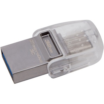 Memorie USB Kingston DataTraveler MicroDuo 3C, 32GB, USB 3.1 Type-C, Gri Memorie USB Kingston DataTraveler MicroDuo 3C, 32GB, USB 3.1 Type-C, Gri