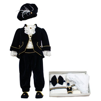 Set botez Regal din catifea bleumarin, doua piese, varsta 6-9 luni Set botez Regal din catifea bleumarin, doua piese, varsta 6-9 luni