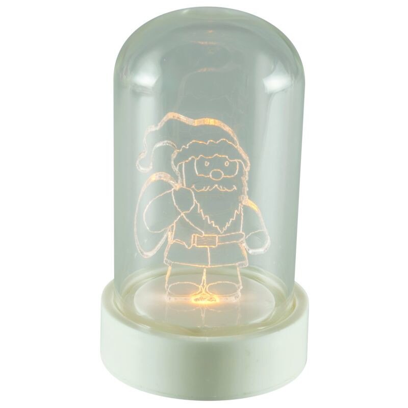 Decoratiune luminoasa Mos Craciun, 9 cm, LED lumina calda, buton on/off, Home