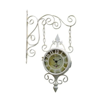 Ceas de perete metalic alb 26 x 9 x 46 cm, stil gara Ceas de perete metalic alb 26 x 9 x 46 cm, stil gara