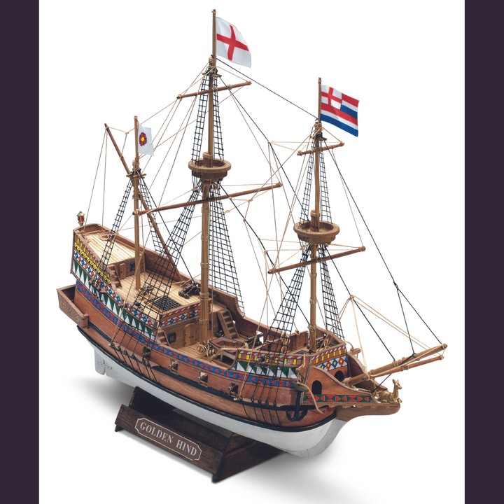 Kit de construit corabie din lemn Golden Hind, Scara 1:110, 14+