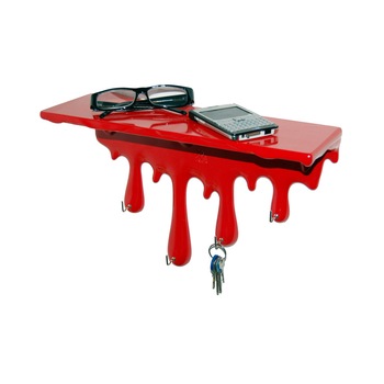 Etajera cu suport chei Mensola, de culoare rosie, Antartidee by iLUX Etajera cu suport chei Mensola, de culoare rosie, Antartidee by iLUX