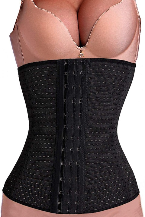Оформящ тялото корсет Zenifique, waist trainer с 3-редово закопчаване, черен
