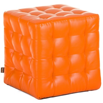Taburet QMOBILI Bump Portocaliu, piele ecologica, tip cub Taburet QMOBILI Bump Portocaliu, piele ecologica, tip cub