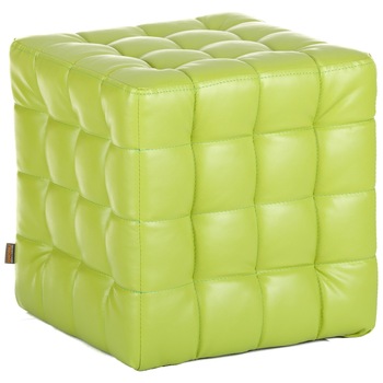 Taburet QMOBILI Bump Verde deschis, piele ecologica, tip cub Taburet QMOBILI Bump Verde deschis, piele ecologica, tip cub
