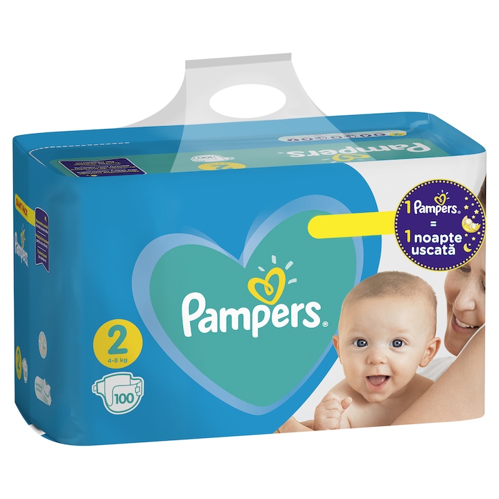 Scutece Pampers Active Baby Giant Pack Marimea 2, Nou Nascut, 4 -8 kg, 100 buc