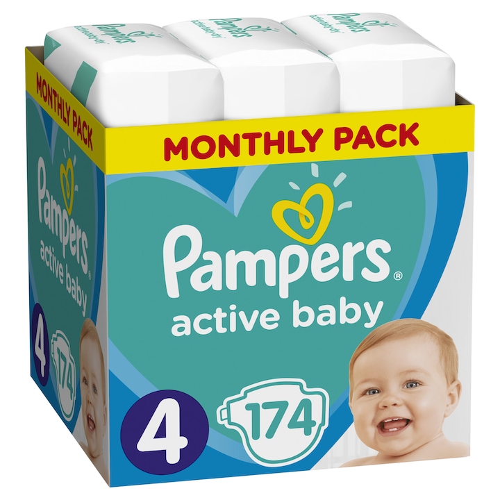 Pampers Active Baby-Dry Pelenka 4-es méret (Maxi), 174 db