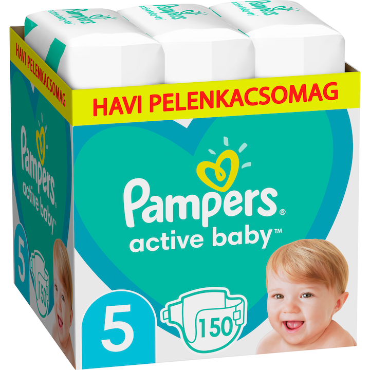 Pampers Active Baby pelenka, Junior 5, 11-16 kg, havi pelenkacsomag,150 db