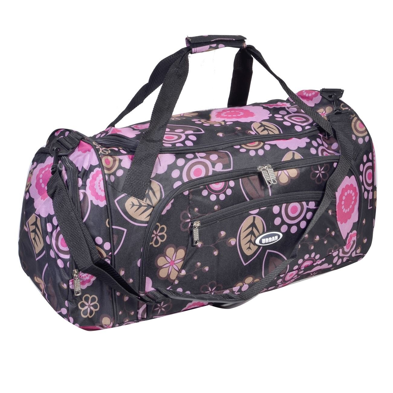 Geanta Voiaj Negru cu Flori Roz ,71x32x36, ATS