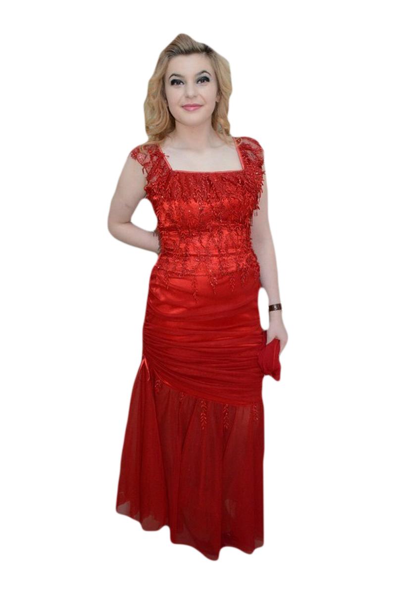 Rochie eleganta,inchidere cu fermoar, croi simplu, D&J Exclusive, Rosu