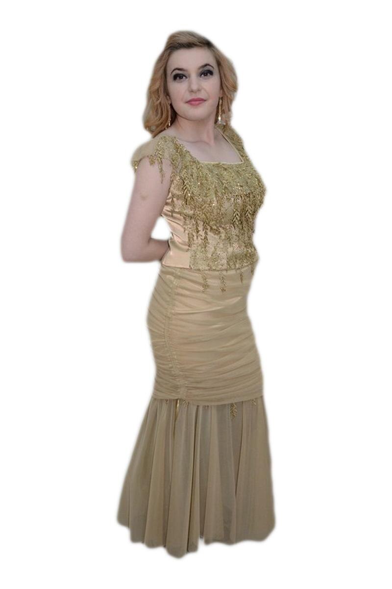 Rochie eleganta,inchidere cu fermoar, croi simplu, D&J Exclusive, Bej