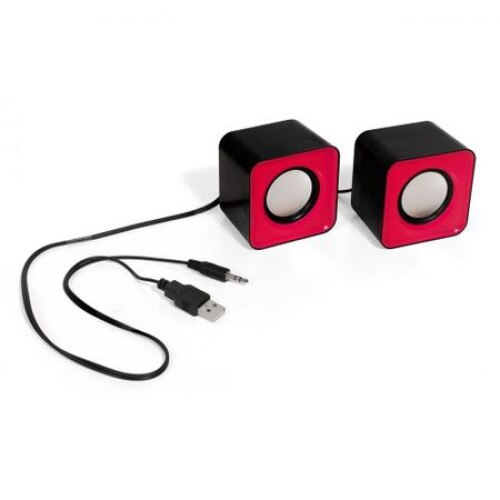 Boxe 2.0 iMK XDV, USB, 6W, 3.5 mm, negru/rosu