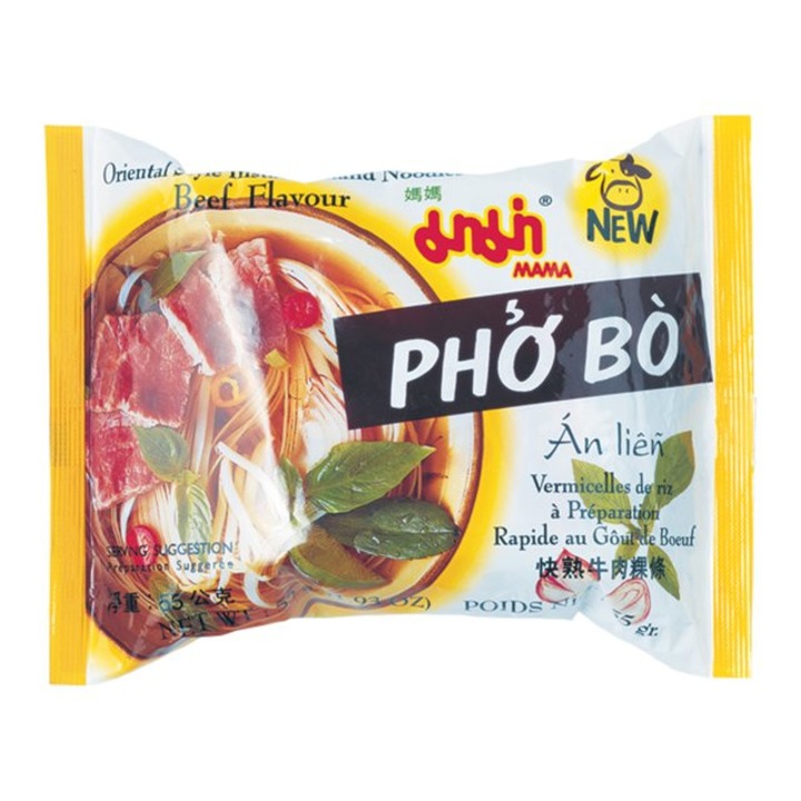 Supa instant de vita cu taitei de orez Pho Bo, 55g, Mama