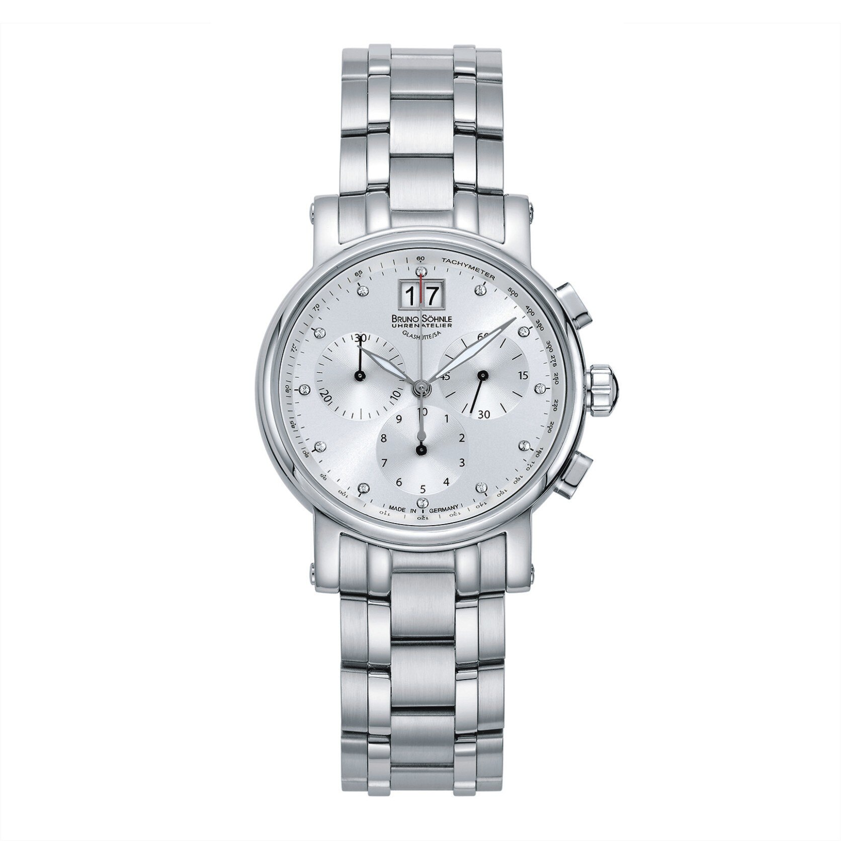 Ceas Bruno Sohnle 17-13115-254, dama, inox argintiu, carcasa 36mm, cronograf