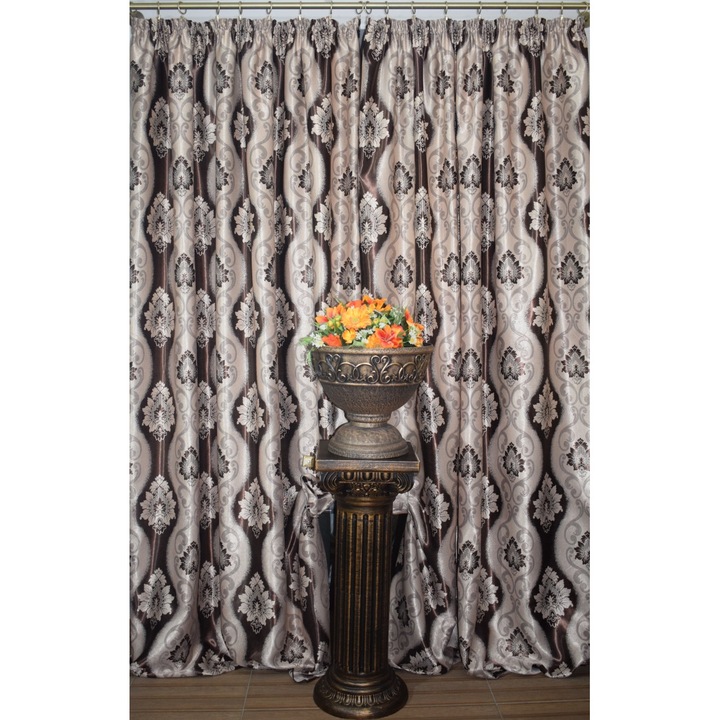 Set 2 draperii black-out MASTEL 100x245cmx2 culoare bej-maro model baroc B3M