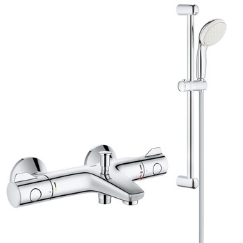 Baterie cada,dus cu termostat Grohe Grohtherm 800 + Set de dus bara New Tempesta Mono Baterie cada,dus cu termostat Grohe Grohtherm 800 + Set de dus bara New Tempesta Mono