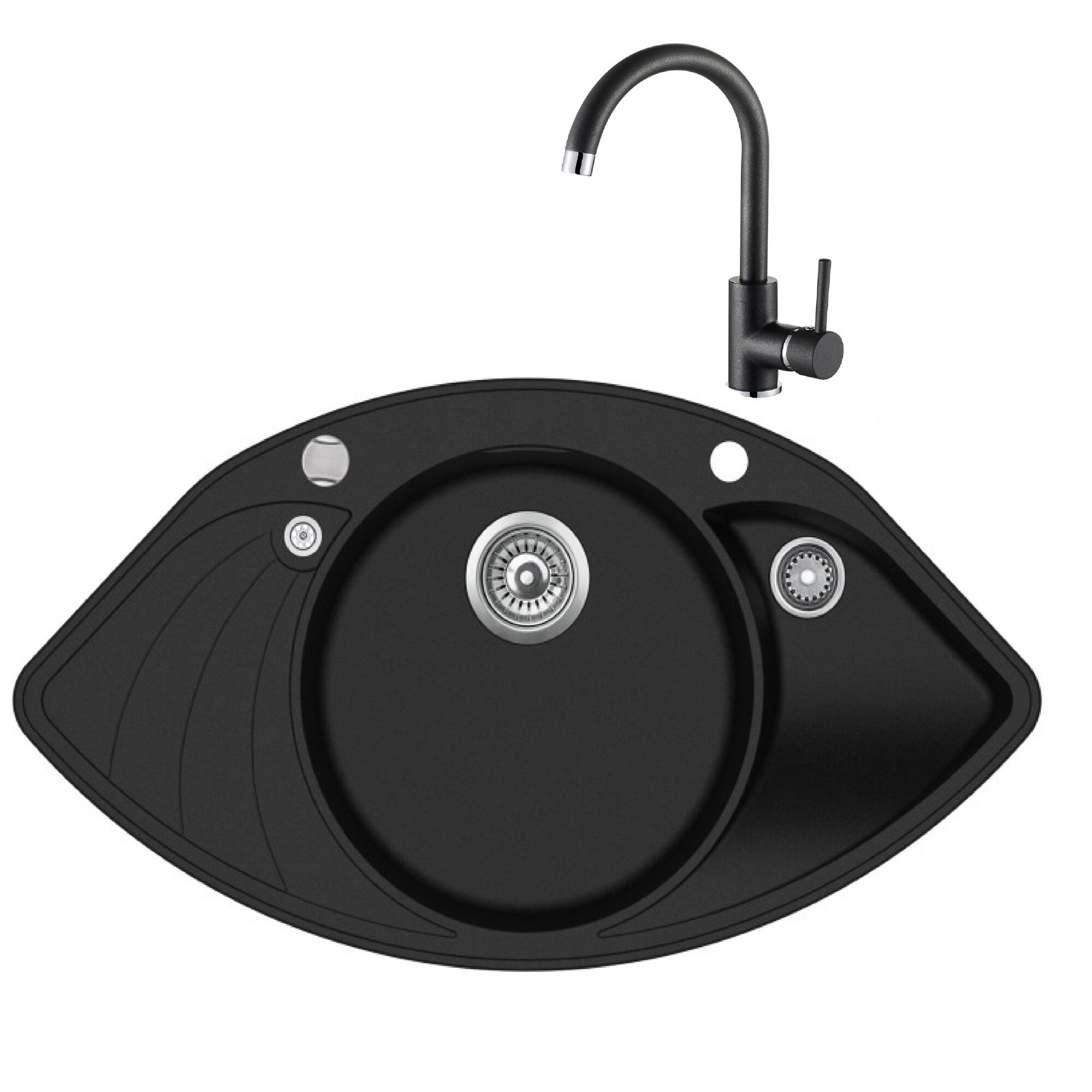 Pachet Aquasanita Papillon, chiuveta silicsana cu baterie Sabia, cartus ceramic megru metalic