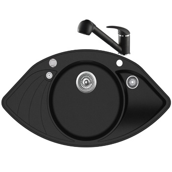 Pachet Aquasanita Papillon, chiuveta silicsana cu baterie Rondo, cartus ceramic negru Pachet Aquasanita Papillon, chiuveta silicsana cu baterie Rondo, cartus ceramic negru