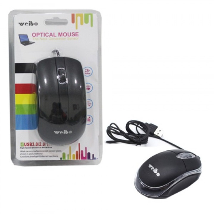 Mouse optic cu fir, Weibo FC-143, negru