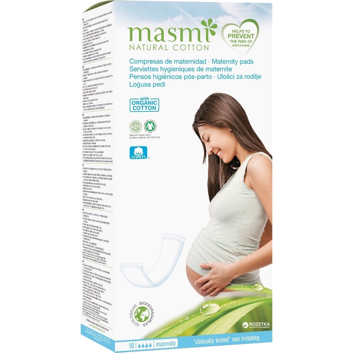 Absorbante Masmi lehuzie, bumbac organic 100%, 10 bucati