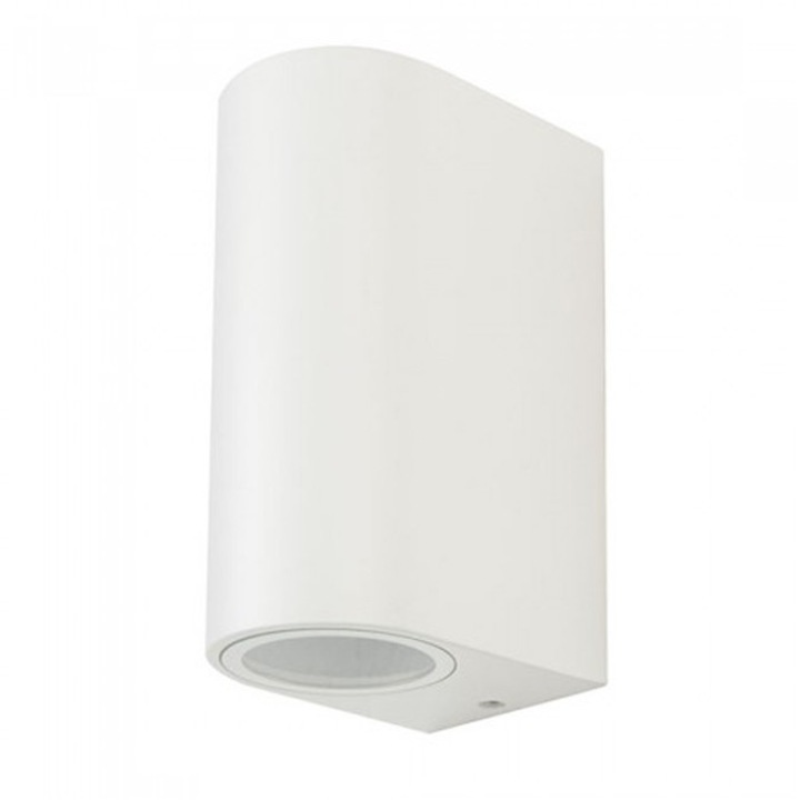 Бяла кръгла външна стенна лампа, 2x3W топло бяло, включен LED